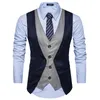 Fałszywe dwa kawałki Mężczyźni Kamizelka Kamizelka Chaleco Hombre 2017 Brand New Men Waistcoat Gilet Homme Costume Casual Slim Fit Mens Classic Kamizelka