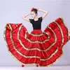 Kızlar Artı Boyutu Büyük İspanyol Flamenko Etek Dans Kostümleri Sahne Kadınlar Için Sahne Aşınma Performans Parti Kırmızı Etek Kadın Giyim