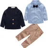 2018 chłopców odzież jesień nowy dżentelmen garnitur kurtka + koszula + spodnie 3 kawałki płaszcz z długim rękawem Cardigan Set Moda