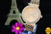 2019 New Fashion Style Damklocka Present Stål Guld Vit Japan Quartz Watch Kvinnlig Dam M Dam Klocka Armbandsur Relojes Mujer