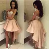 Arabiska Dubai Sexy Hi-Lo Long Prom Klänningar En Linje Satin Lace Applique Sweetheart Platser Formell Kväll Wear Party Gowns Custom Gjorda