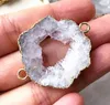 Natural Rock Crystal Quartz Geode Connector Druzy Beads Slice Agate Druzy Gemstone Connector Pärlor för smycken tillverkning9952329