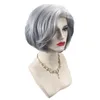 Women Short Silver Grey Curly Hair Synthetic Full Wig Cosplay Heat Resistant New