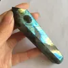 DingSheng Natural Flashy Labradorite Quartz Smoking Pipe Crystal Quartz Tobacco Stone Wand Point Cigars Pipes With 2 Metal Filters Wholesale