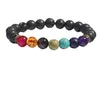 Män Kvinnor 8mm Lava Rock 7 Chakras Aromaterapi Essential Oljediffusor Armband Flätat Rope Natursten Yoga Beads Armband Bangle