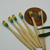 2019 NEW Dropshipping Colorful Head Bamboo Toothbrush Wholesale Environment Wooden Rainbow Bamboo Toothbrush Oral Care Soft Bristle