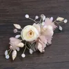 Nouveau peigne Seashell, soie rose, robe de tête florale, couvre-chef de banquet, ornements de mariée