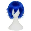 Perruques Synthétiques Courte Droite Bleu Cosplay Perruque Courte Résistante À La Chaleur Pour Les Femmes Noires Anime