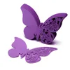 DIY Butterfly Place Escort Wine Glass Cup Papier Kaart voor Bruiloft Home Decoraties Wit Blauw Roze Paars Naam Kaarten