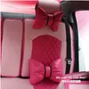 나비 타이 좌석 쿠션 소녀의 여자의 귀여운 브랜드 PU 가죽 패션 핑크 베개 유니버설 자동차 시트 커버