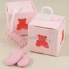 50 stks Blauw Roze Kleine Teddybeer Gunst Dozen Baby Shower Doop Doop Party Candy Doos Die Kid Verjaardag Feestartikelen