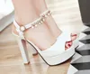 Beyaz Gelin Düğün Ayakkabıları Su Geçirmez Tayvan Ayakkabı Balık Ağız Yüksek Topuk Seksi Balo Ayakkabı Shuoshuo6588234h