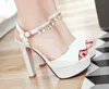 Blanc mariée chaussures de mariage imperméable taiwan chaussures poisson bouche haut talon sexy bal soirée chaussures shuoshuo6588234h