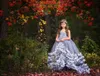 2020 저렴한 공주 소녀 미인 대회 드레스 V 넥 민소매 레이스 3D 아플리케 꽃 계층화 된 얇은 명주 그물 어린이 꽃 소녀 드레스 생일 드레스