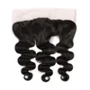 Trames de cheveux humains indiens avec fermeture 3 faisceaux avec 13X4 dentelle frontale vague de corps extensions de cheveux de vison avec 13 par 4 frontal pré Pluc5835289