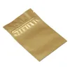 100 szt. Multi-rozmiary Matte Gold Relosable Folia Aluminiowa Zipper Blokada Torba do pakowania na kawę Proszek Mylar Torby Mylar Folia Airtight Studka