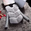 Hurtownie-kobiety Kurtki Kamizelka Moda Jesień Płaszcz Zimowy Ciepła Kobieta Faux Fox Fur Kamizelka Wysokiej jakości Slim Kurtka Odzieżowa Czarny Szary