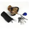 خطية جلد طبيعي مفتاح المحفظة الرجال النساء سستة سيارة مفتاح محافظ حامل حالة حقيبة الحقيبة غطاء منزلية المفاتيح المنظم