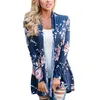 Spring Floral Women Cardigan Lapel Neck Fashion Flower Printed Top Casual Long Sleeves Thin Top Clothing For Sales