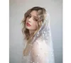 New High-end Pearl Pearl Nupcial Veil, Doce Double Medium Comprimento Veil Acessórios