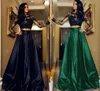 Sexiga två stycken arabiska aftonklänningar boll spetsar långärmad juvel plus storlek saudiska afrikanska prom party kvinnliga klänningar formella klänningar dh4148
