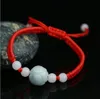 Vente chaude émeraude jade rouge corde bracelet bracelet musclé bracelet tissage à la main bracelets porte-bonheur livraison gratuite