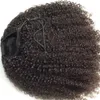 160g Kinky Curly cheveux humains Ponytail Natural Non Remy Hair prêle trou serré Clip In Drawstring Ponytails Extensions de cheveux Drak Brown