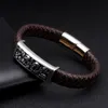 Black Genuine Leather Men Bangles Luxury Braided Vintage Wrap Charm Bracelets Male Sporty Magnetic Clasp Jewelry