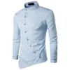 VISADA JAUNA 2018 Nieuwe Herenmode Katoen Lange Mouwen Effen Kleur Slim Fit Shirts Mannen Casual Onregelmatige Man jurk N8931