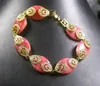 Gouden plaat Chinese roze rode jade Teardrop bead kralen armband 252577