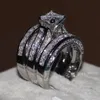 Choucong Luxury Women Fashion Full Princess Cut 20ct Diamond White Gold Filled 3 Engagement Wedding Band Ring Set Present