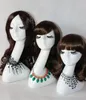 Gloss White Female Manneopins Head Long Neck Model Head Hair Displayer för Wig Hat Scarf utan makeup9148985