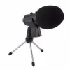 Freeshipping Condenser Sound Recording Mic Speaking Speech Microphone Independent Audio Card Free Microphone With Tripod MK-F100TL