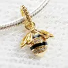 Andy Jewel Spring 18ct Gold Plated Sterling Silver Beads Queen Bee Pendant Charms Fits European Pandora Style Smycken Armband Halsband 367075EN16