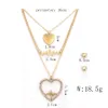 Princess Bride Bridesmaid Romantic Wedding Creative Necklace Earring Set Fashion Luxury Crystal Charm Goldplated Silver Heart Accessories