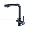 Brass Swivel Drinking Water Faucet 3 Way Water Filter Purifier Kitchen Faucets For Sinks Taps Chrome Black Beige