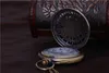 Hurtownie 100 sztuk / partia Wisiorek Naszyjnik Łańcuch Quartz Bronze Watch Case Diamater 4.7cm Star Pocket Watch PW096