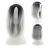 Anime COS color wig long straight hair gradient color bobo head short hair wig set