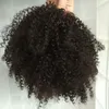 アフリカ系アメリカ人マレーシアの変態巻き巻き毛の伸縮性の実物の髪の変態な巻き張りのポニーテールアフロのヘアピース