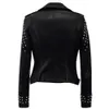 Nowy 2018 Jesień Moda Kobiety Nit Motorcycle PU Faux Skóra Plus Size Jacket Studved OuterWear Streetwear Gothic Kurtki