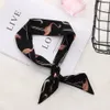 Korean Style Women Girls Spring Summer Elegant Floral Silk Scarf Mini Chic Ribbons Headband Multicolors Vintage Hair Tie Band1669860