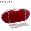 Crystal evening bags clutch women evening bag diamonds velvet black red handbags chain shoulder bag for bridal/bridesmaid bag Y18103003