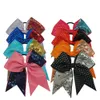 8pcs7039039 Solid Sequins Rhinestone Boutique Grosgrain Ribbon Cheer Bow With Elastic Hair Bands For Cheerleading Girl Hair7499850