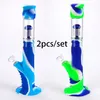 Nuovo arrivo Bong in silicone Narghilè 14 pollici tubo in silicone percolatore Tubi per acqua in vetro bong di dimensioni comuni Dab Rigs tubi per acqua per piattaforme petrolifere fumo colorato