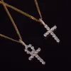 Gelado Zircon Ankh Cruz Cruz Definir Ouro Prata Material de Cobre Bling Cz Chave Para Vida Egito Cruz Colar Hip Hop Jóias