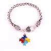 Aprivot Fu chaîne à maillons de blé Hope Multi émail sensibilisation à l'autisme Puzzle pièce de Puzzle breloque homard griffe Bracelet 5107596