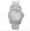 Or argenté or rose luxueux cristal pavé QUARTZ Rome bande d'acier montre-bracelet de haute qualité mode homme femme montre-bracelet à quartz