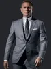 Özel Erkekler Suits Açık Gri Örgün İş Takımları Terzi Yapılan Blazer Düğün Suits Smokin 2 Parça Slim Fit Terno Masculino (Ceket + Pantolon)