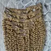 Mongolski Kinky Curly Clip in Hair Extensions 7PCA 100G Clip in Afro Hair Extension 10 "-26" African American Clip in Human Hair Extensions