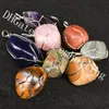 10pcs 25-30mm 자유형 자연 텀블러 스톤 펜던트 와이어 래핑 된 Unakite Labradorite Amethyst 펜던트 매력 Boho Chic Gypsy Hippie Jewelry